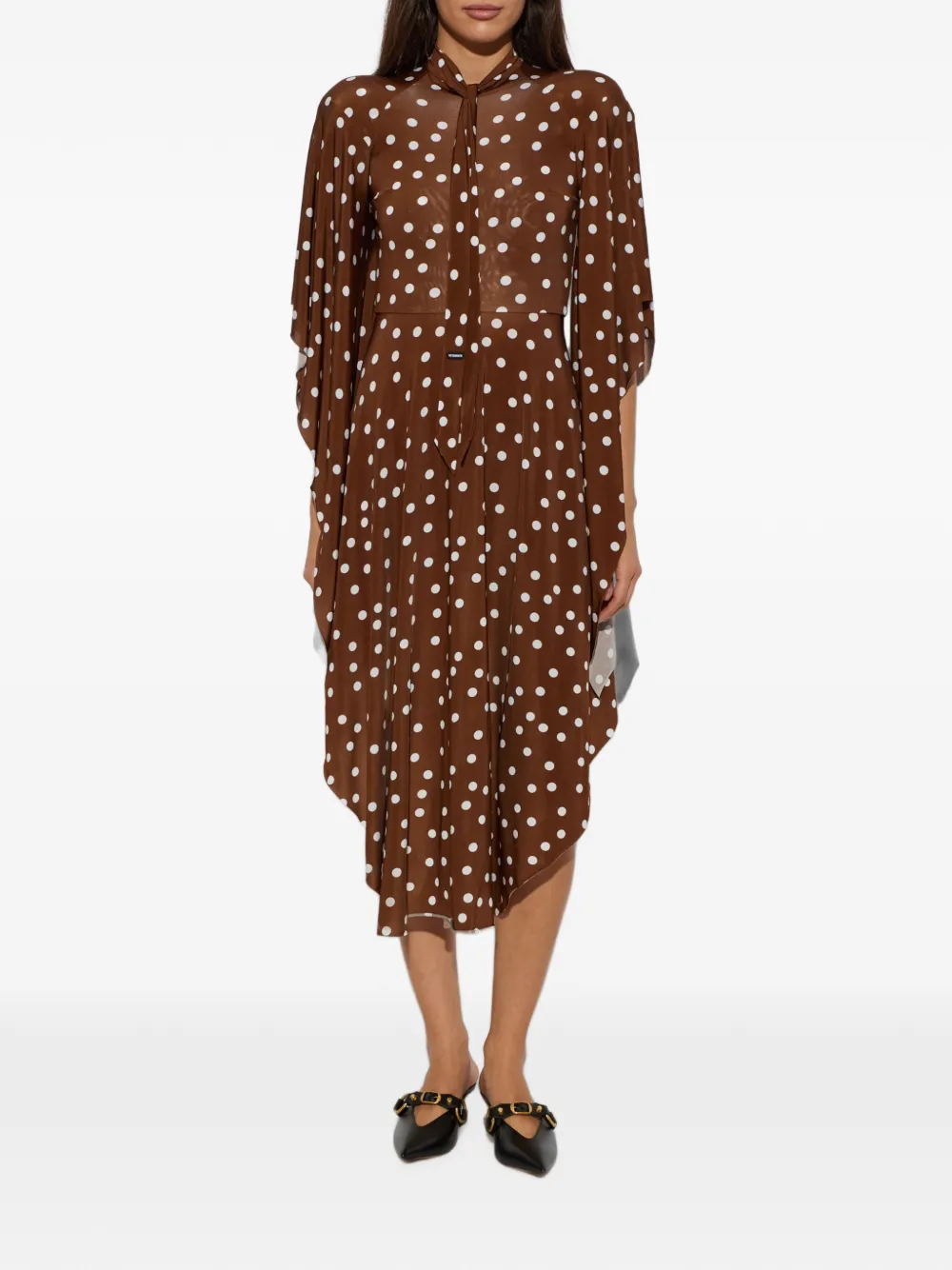 VETEMENTS polka-dot pattern asymmetric dress Bruin
