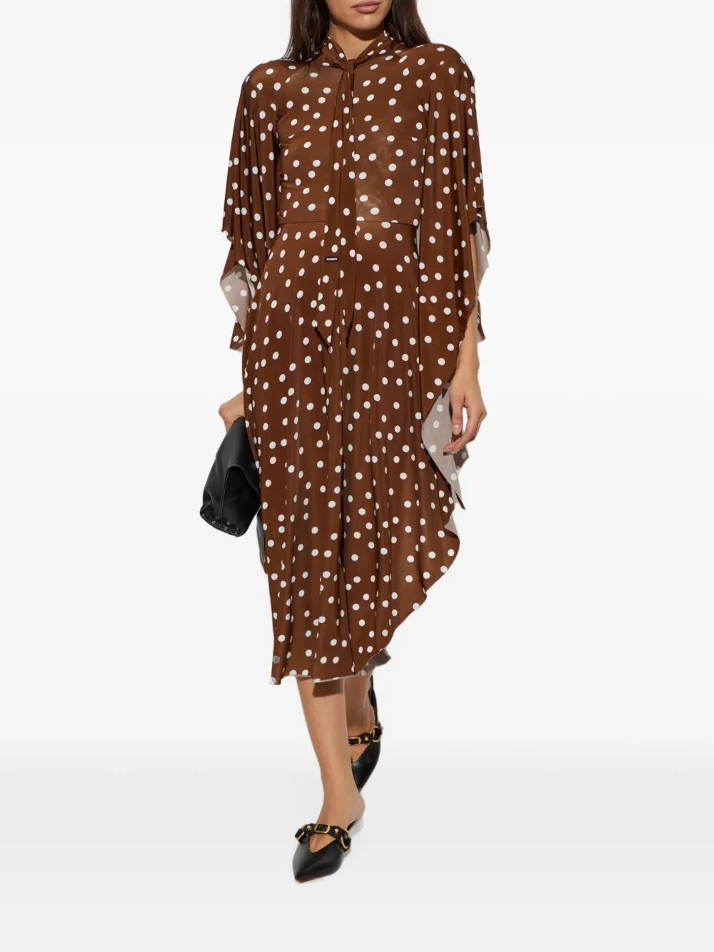 VETEMENTS polka-dot pattern asymmetric dress Bruin