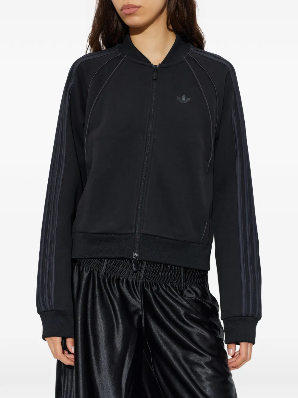 adidas logo-print zip-up sweater Zwart