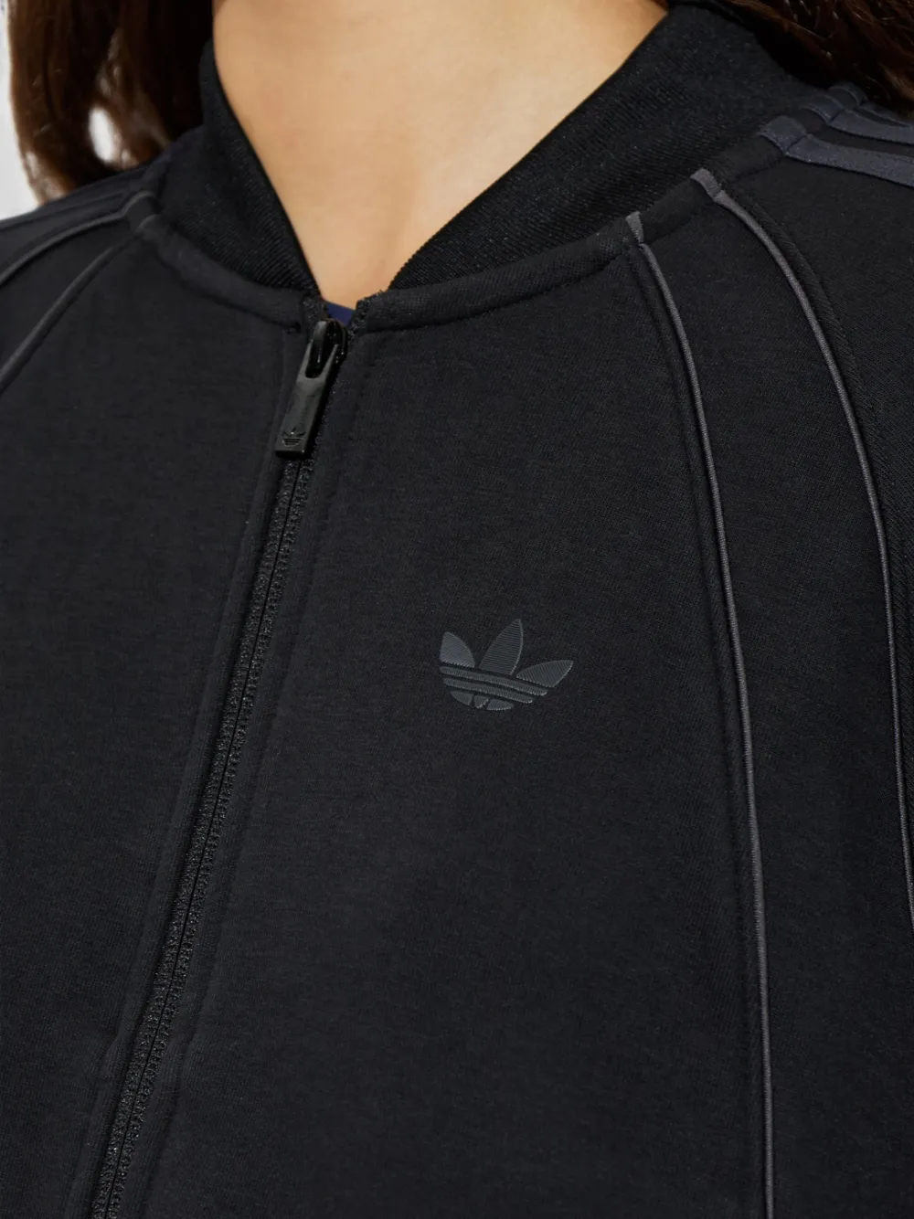 adidas logo-print zip-up sweater Zwart