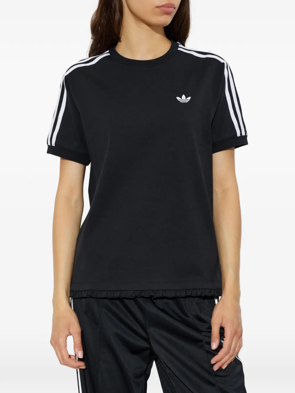 adidas ruffle-trim T-shirt Zwart