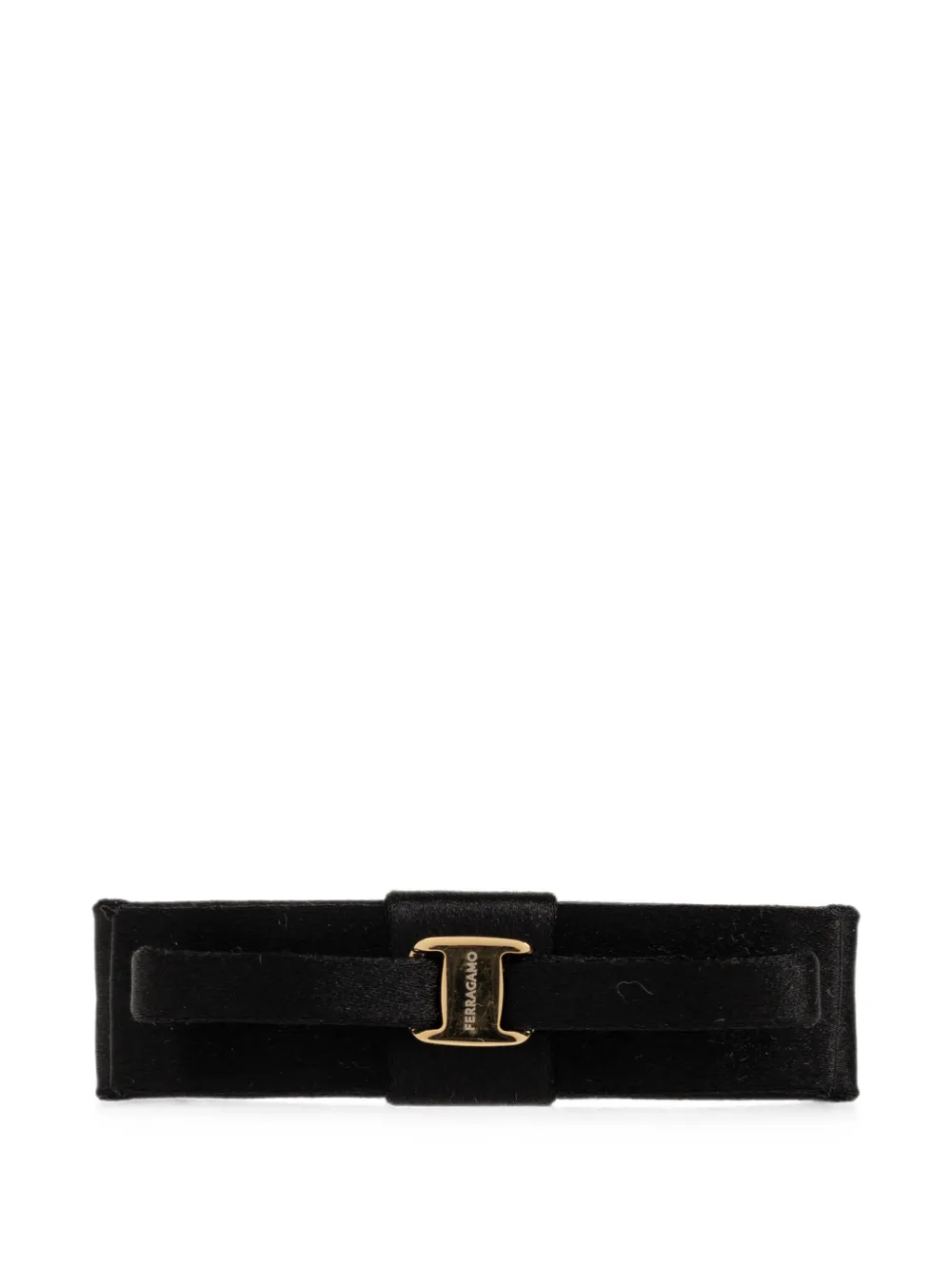 Ferragamo logo-plaque satin hair clip - Nero