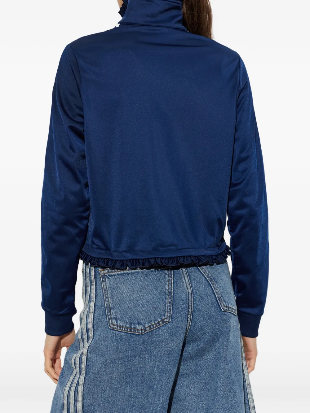 adidas ruffle-trimmed zip-up sweatshirt Blauw