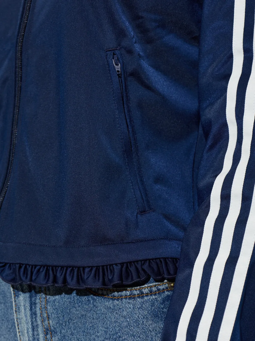 adidas ruffle-trimmed zip-up sweatshirt Blauw