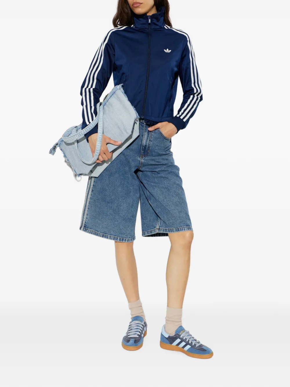adidas ruffle-trimmed zip-up sweatshirt Blauw