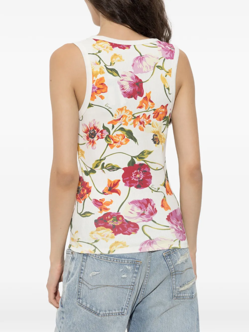 Kenzo Wildflower geribbelde top met bloemen-patroon Wit