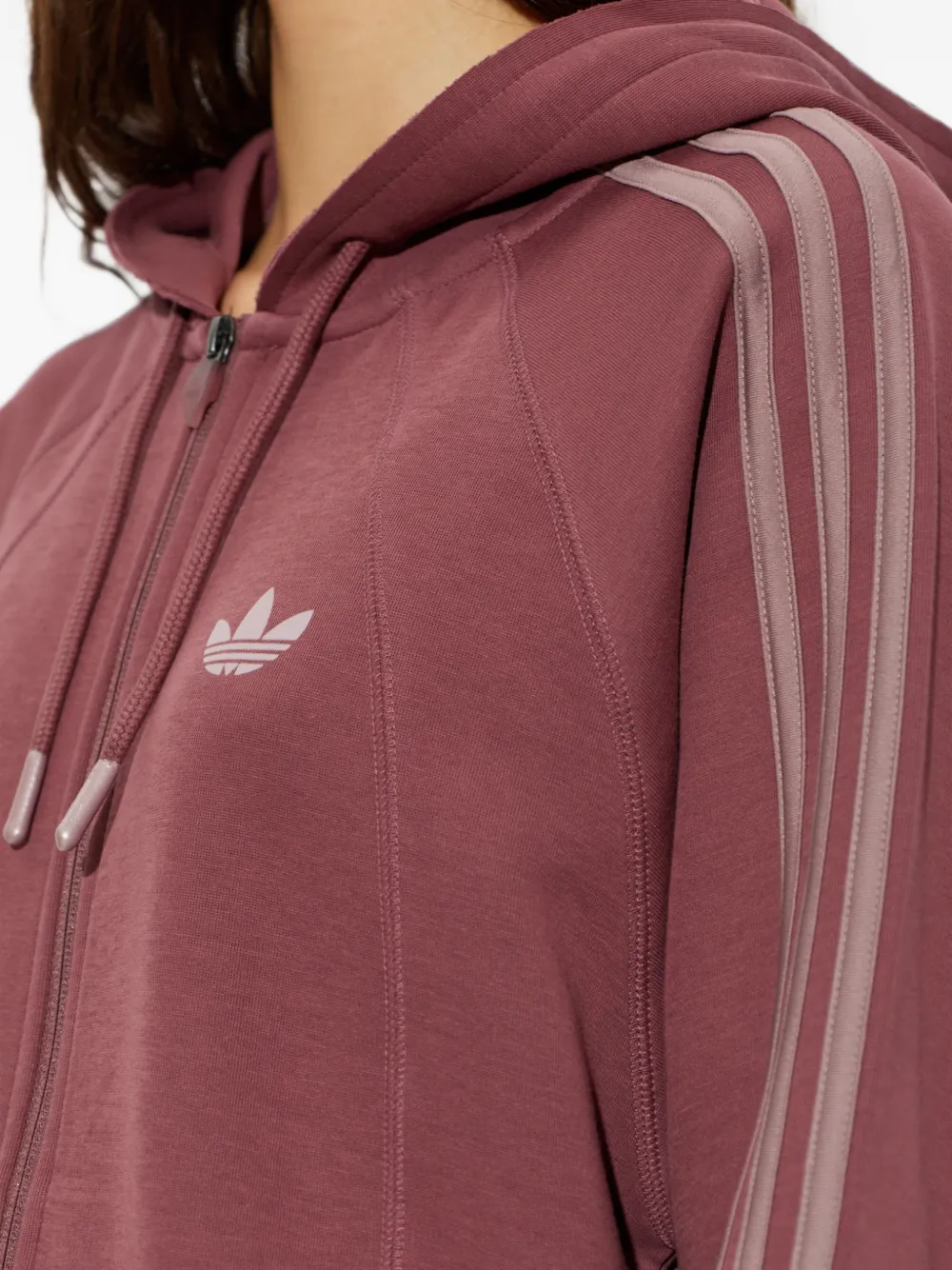 adidas logo-embroidered side-stripe hoodie Paars