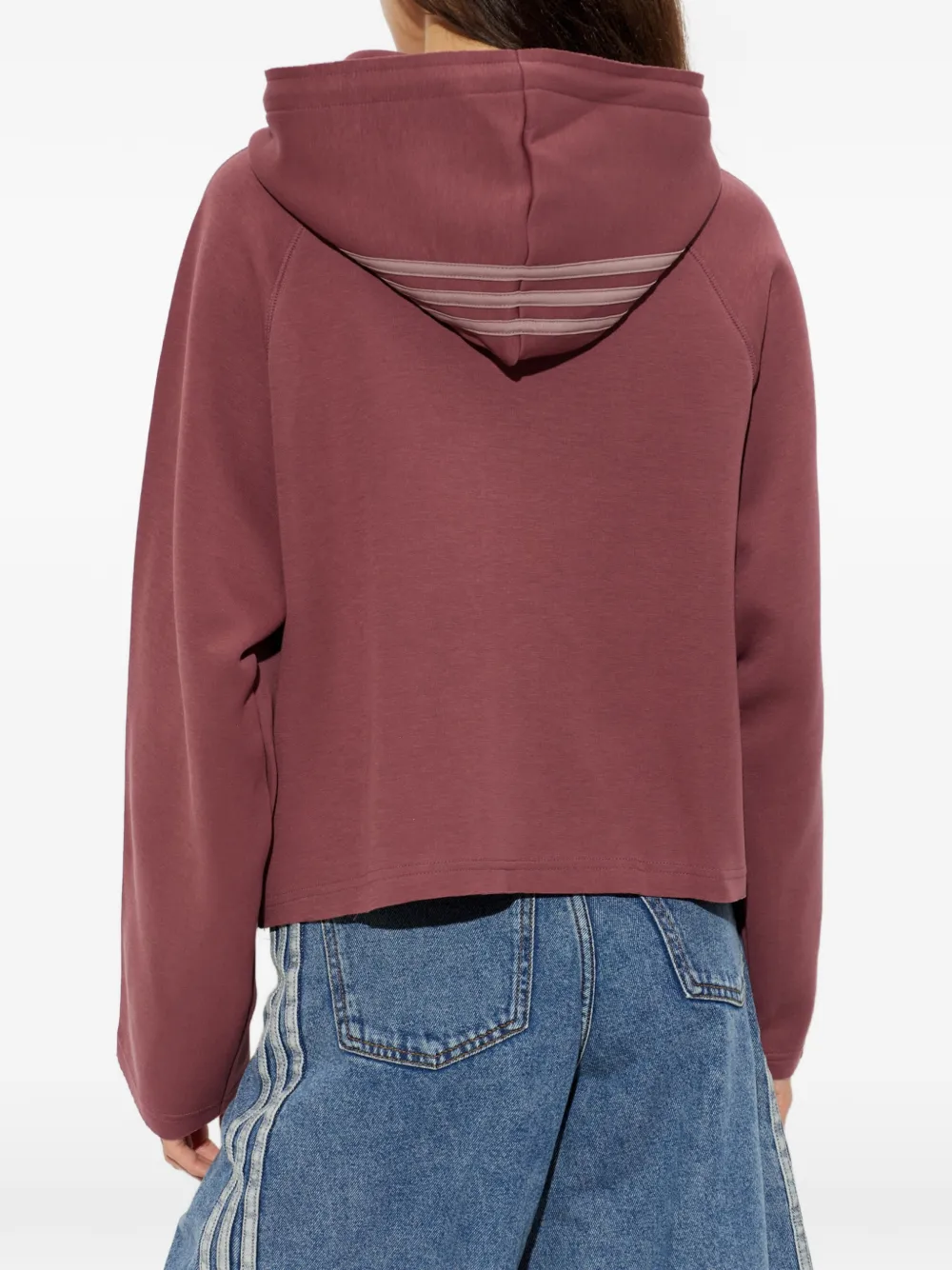 adidas logo-embroidered side-stripe hoodie Paars