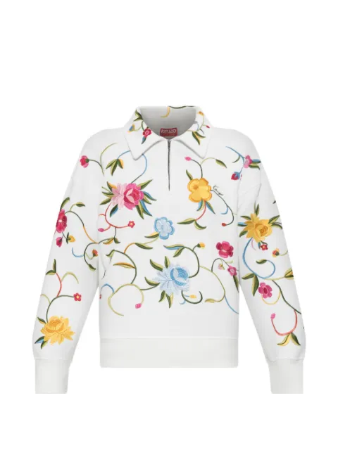 Kenzo floral-embroidered quarter-zip sweatshirt