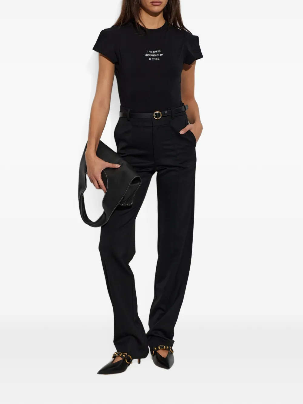 VETEMENTS Body met korte mouwen en tekst Zwart