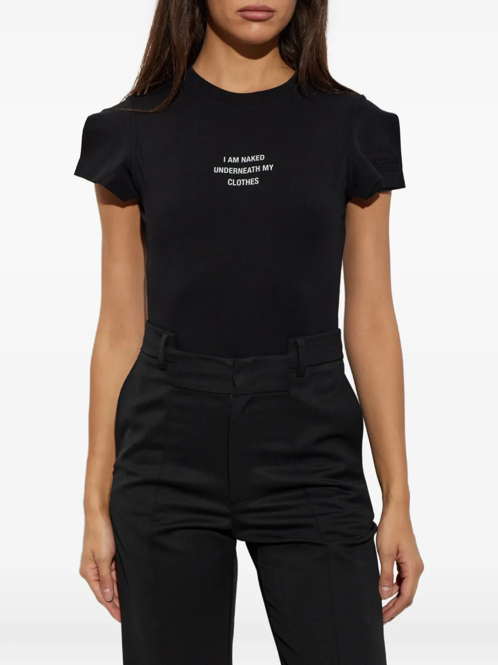 VETEMENTS Body met korte mouwen en tekst Zwart