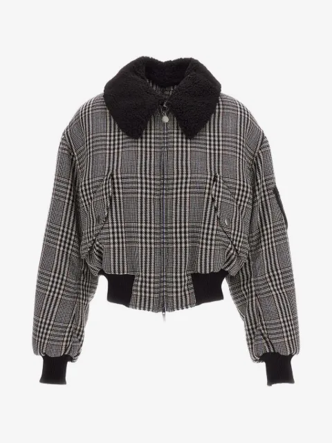 Stella McCartney houndstooth-check faux-fur collar jacket