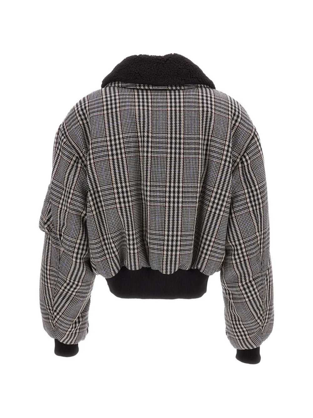 Stella McCartney Jack met pied-de-poule print en kraag van imitatiebont Grijs