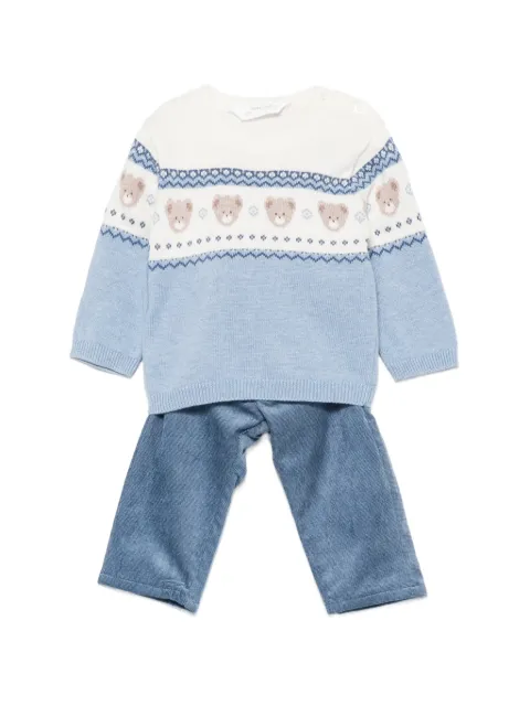 Mayoral bear-intarsia knitted trouser set