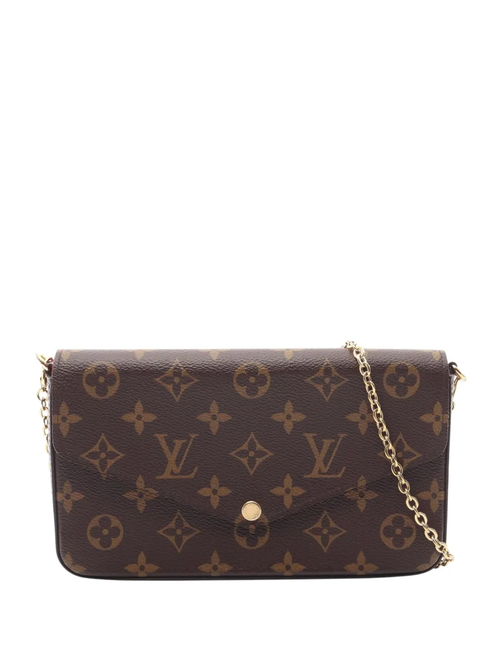 Pre-owned Louis Vuitton 2020-2024 Monogram Pochette Felicie Crossbody Bag In Brown