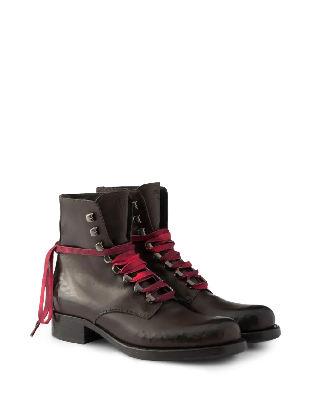 Prada Leren veterlaarzen Bruin