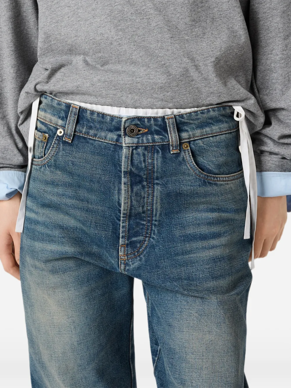 Miu Jeans met geborduurd logo en vervaagd effect Blauw