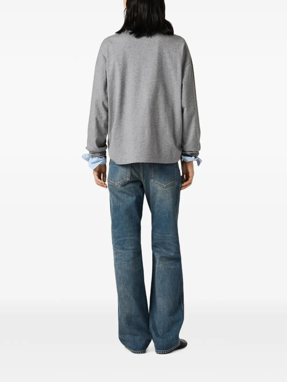 Miu Jeans met geborduurd logo en vervaagd effect Blauw