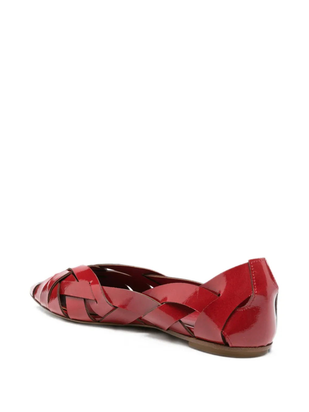 Del Carlo woven patent-leather ballet flats Rood