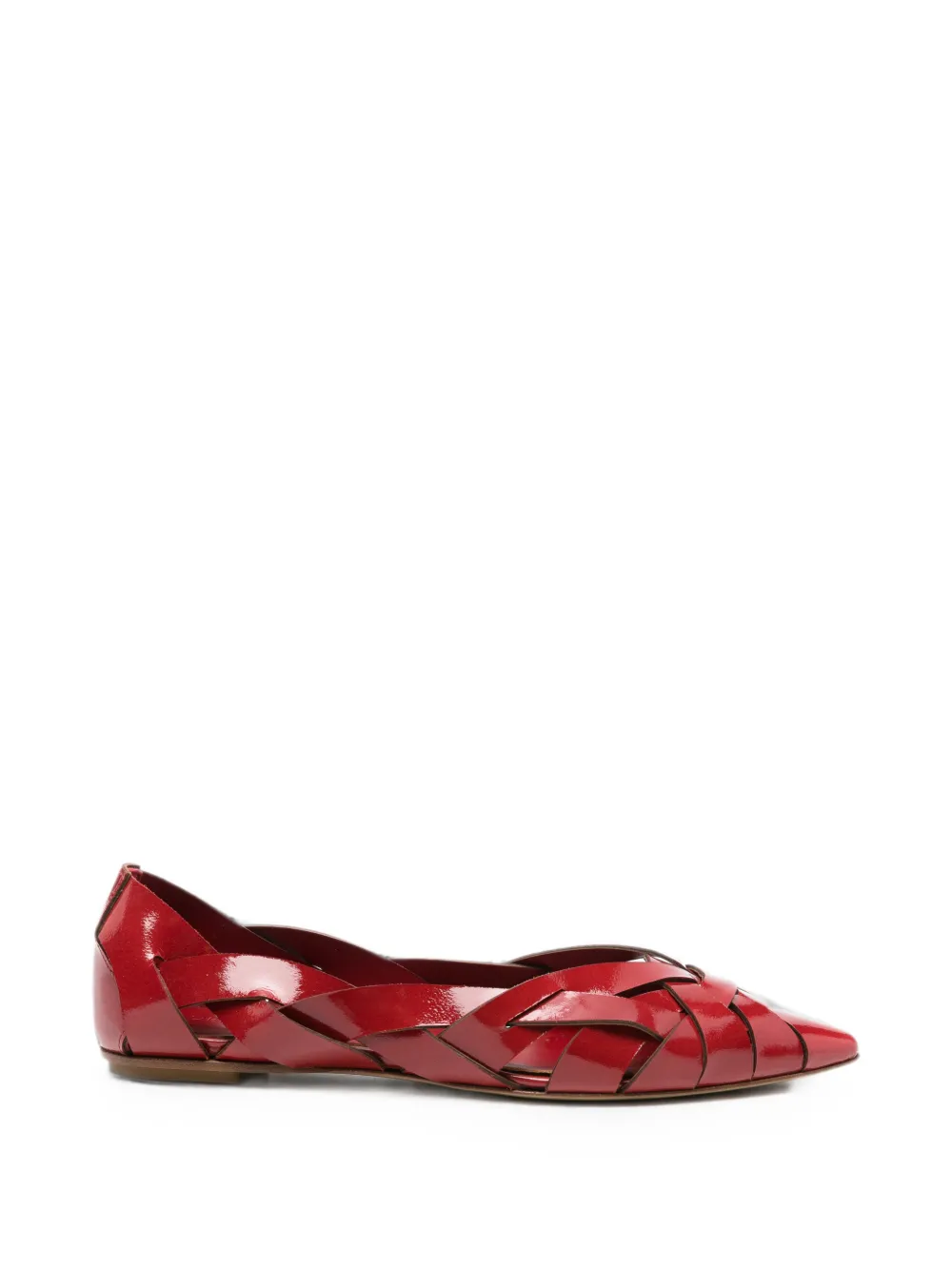 Del Carlo woven patent-leather ballet flats Rood