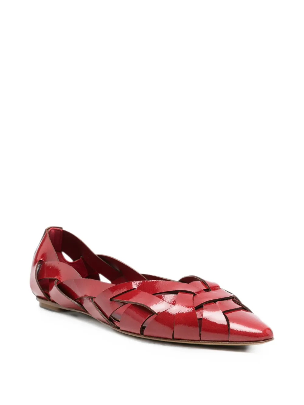Del Carlo woven patent-leather ballet flats Rood