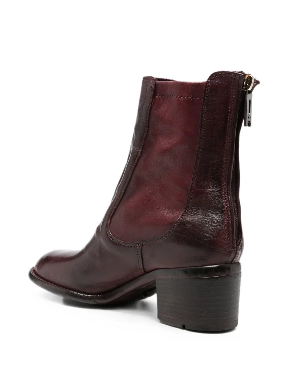 LEMARGO rear-zip leather ankle boots Rood