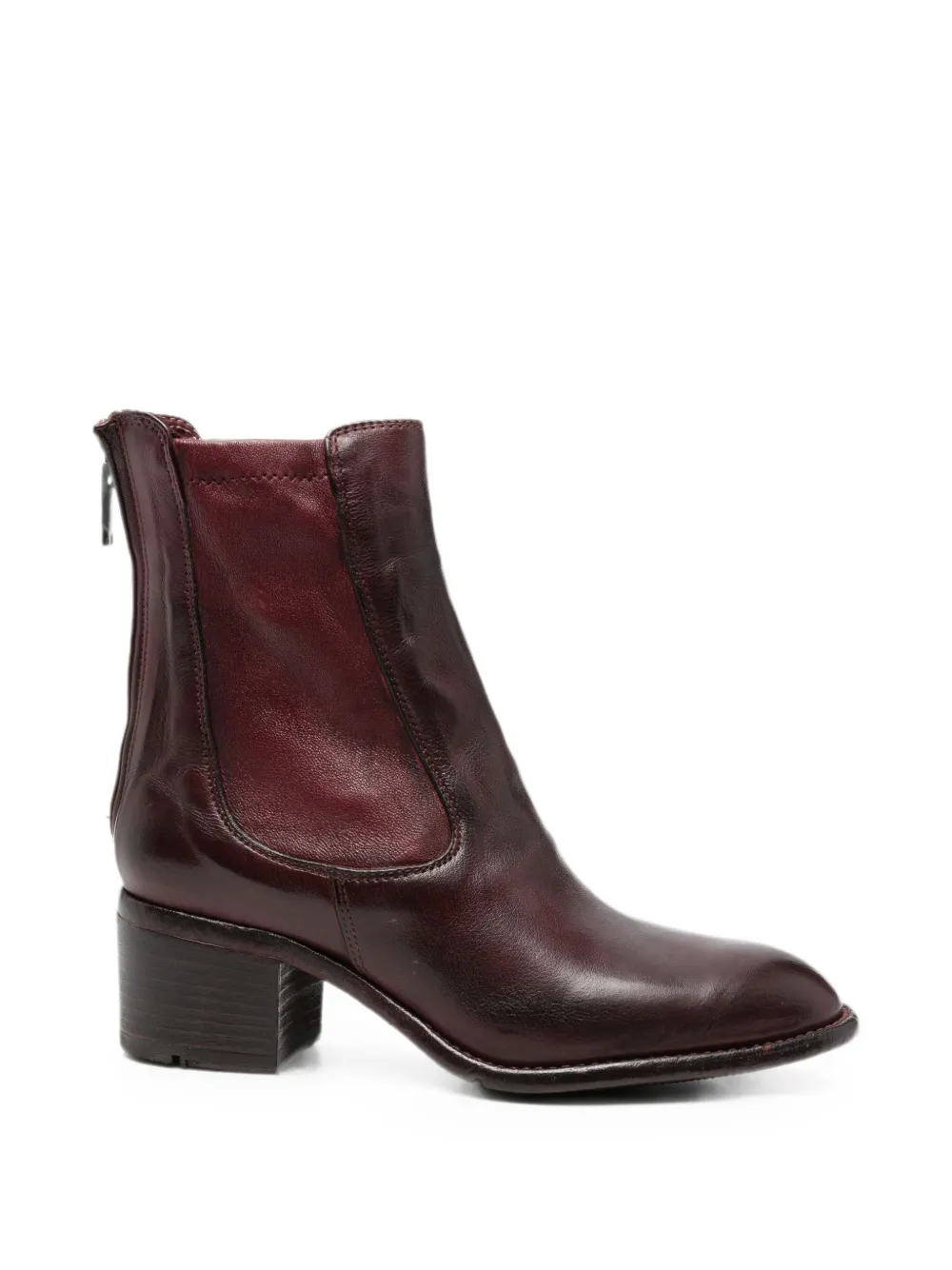LEMARGO rear-zip leather ankle boots Rood