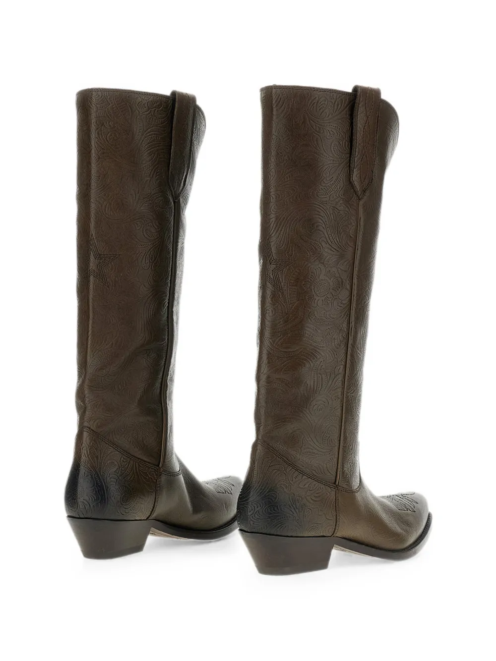 Golden Goose Wish Star embossed-floral western boots Bruin