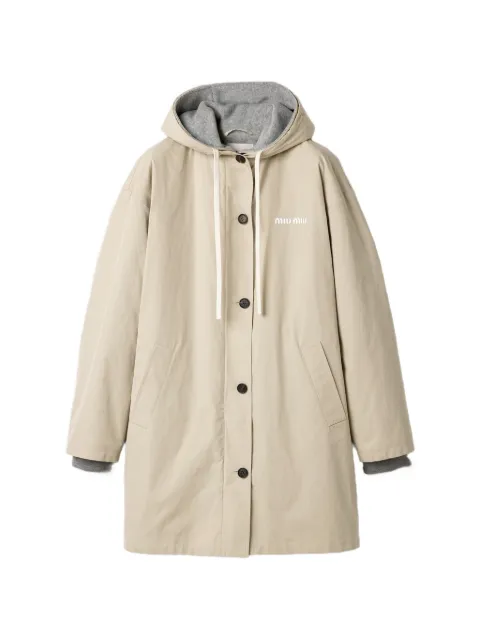 Miu Miu Single-breasted Panama cotton and fleece caban jacket