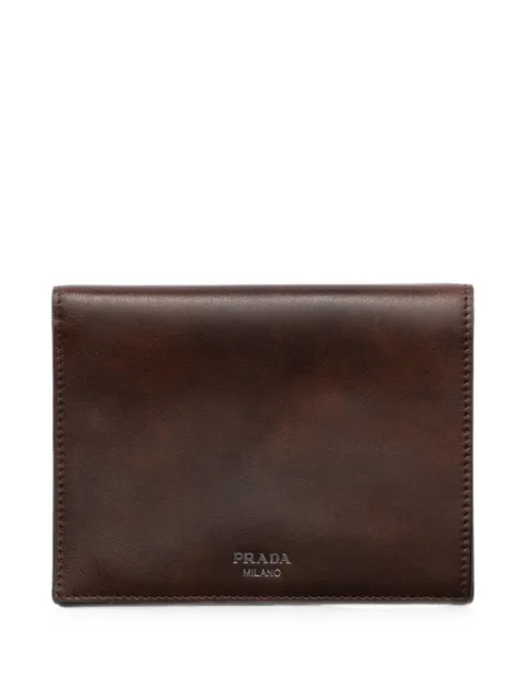 Prada antiqued-leather wallet