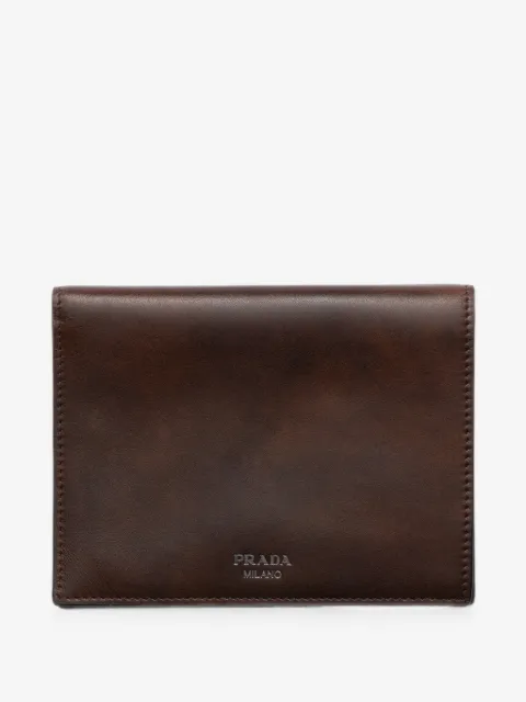 Prada antiqued-leather wallet