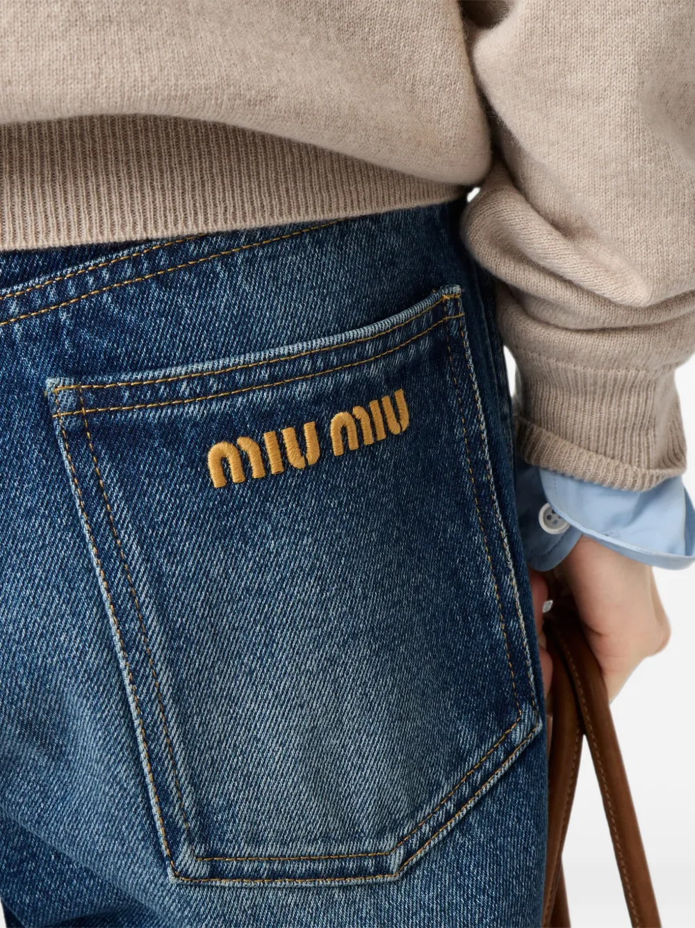 Miu Denim jeans met vijf zakken Blauw