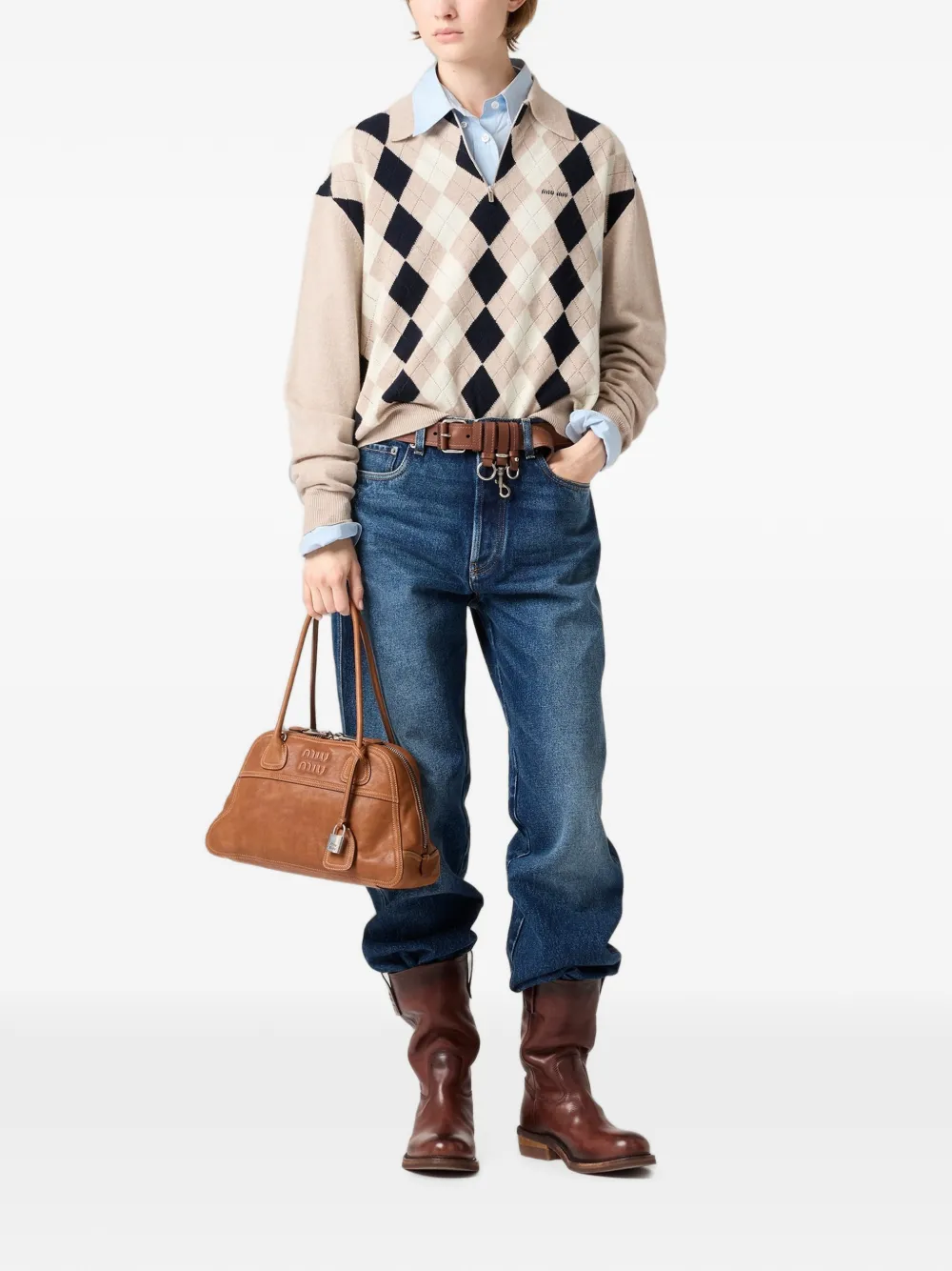 Miu Denim jeans met vijf zakken Blauw
