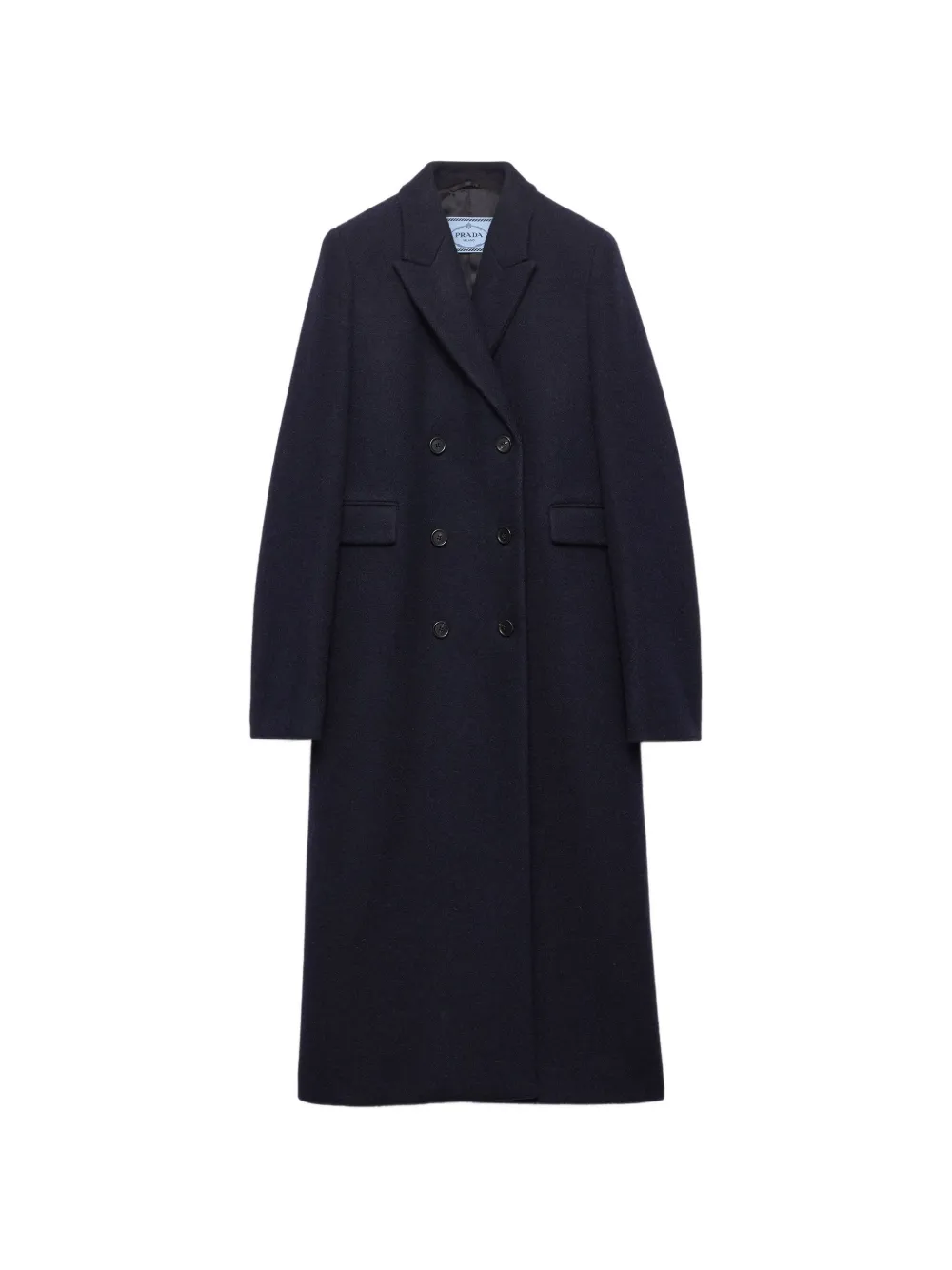 Prada Cappotto doppiopetto in lana Shetland - Blu