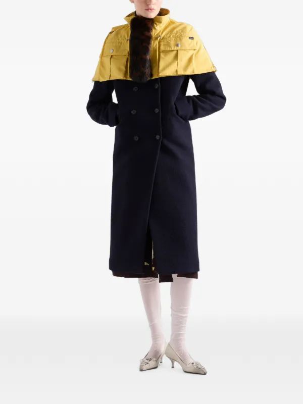 Prada double-breasted Shetland-wool Coat | Blue | FARFETCH NO