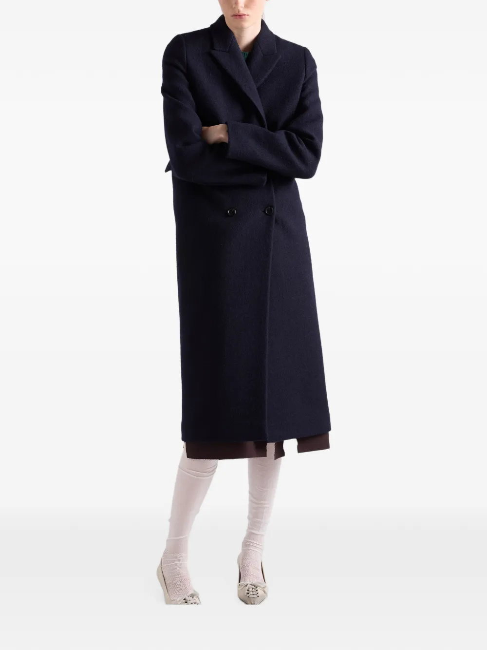 Prada Wollen jas met dubbele rij knopen Blauw