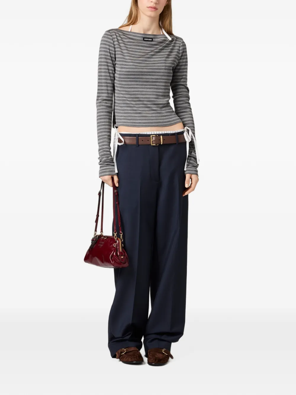 Miu Gestreepte jersey tanktop Grijs