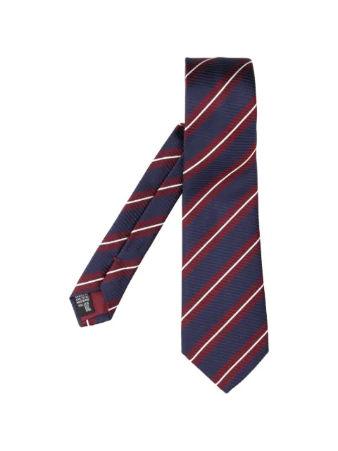 Giorgio Armani Regimental diagonal-stripe logo-embroidered tie