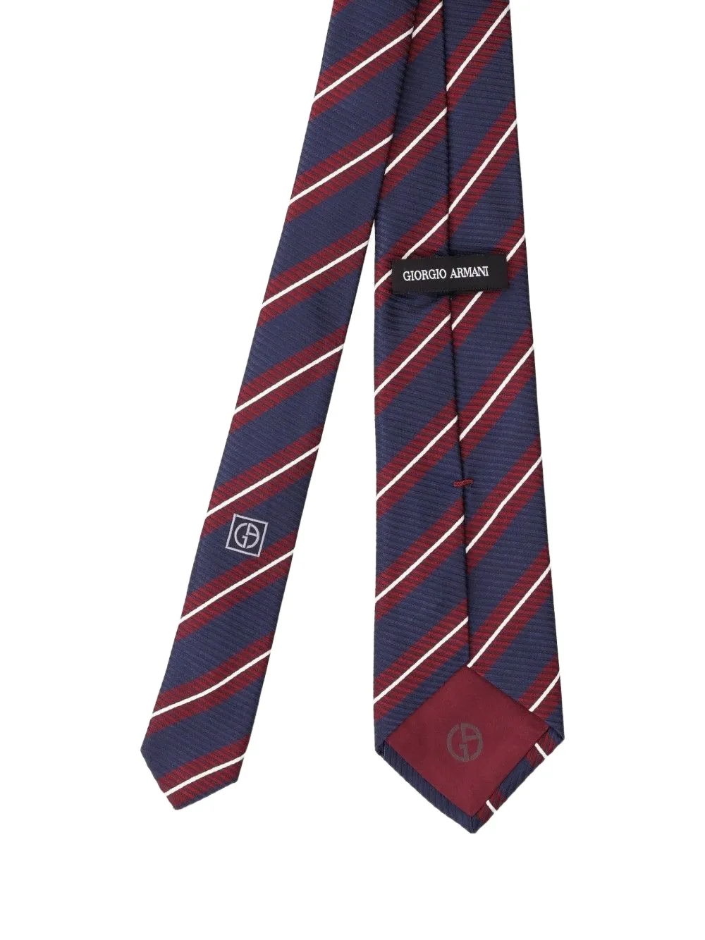 Giorgio Armani Regimental diagonal-stripe logo-embroidered tie Blauw