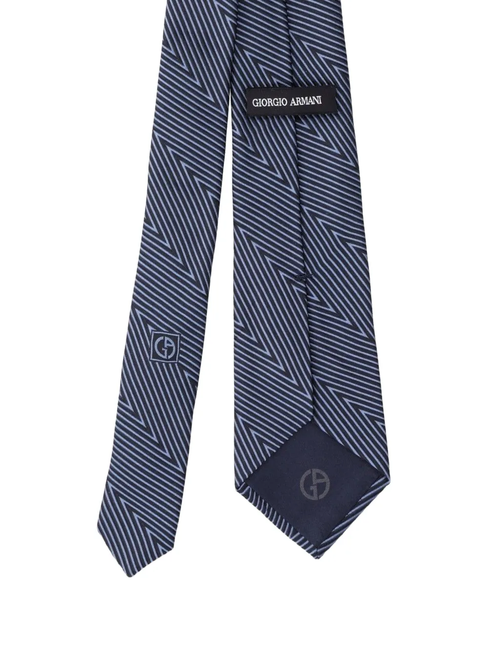 Giorgio Armani zigzag-pattern silk tie Blauw