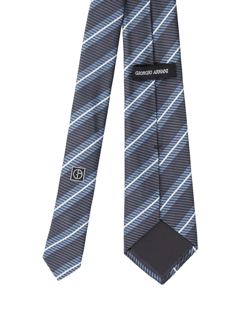 Giorgio Armani striped silk tie Grijs