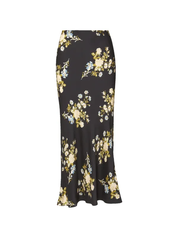 Veronica Beard Clover Floral-print Maxi Skirt in Black