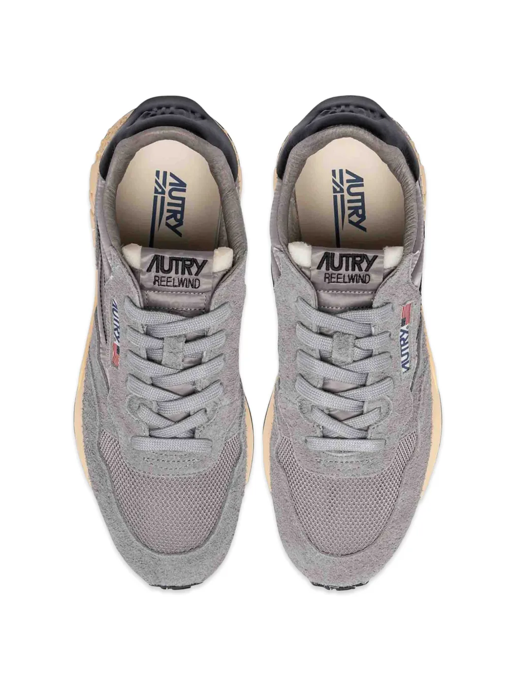 Autry Reelwind low sneakers in lead and black nylon and suede Grijs