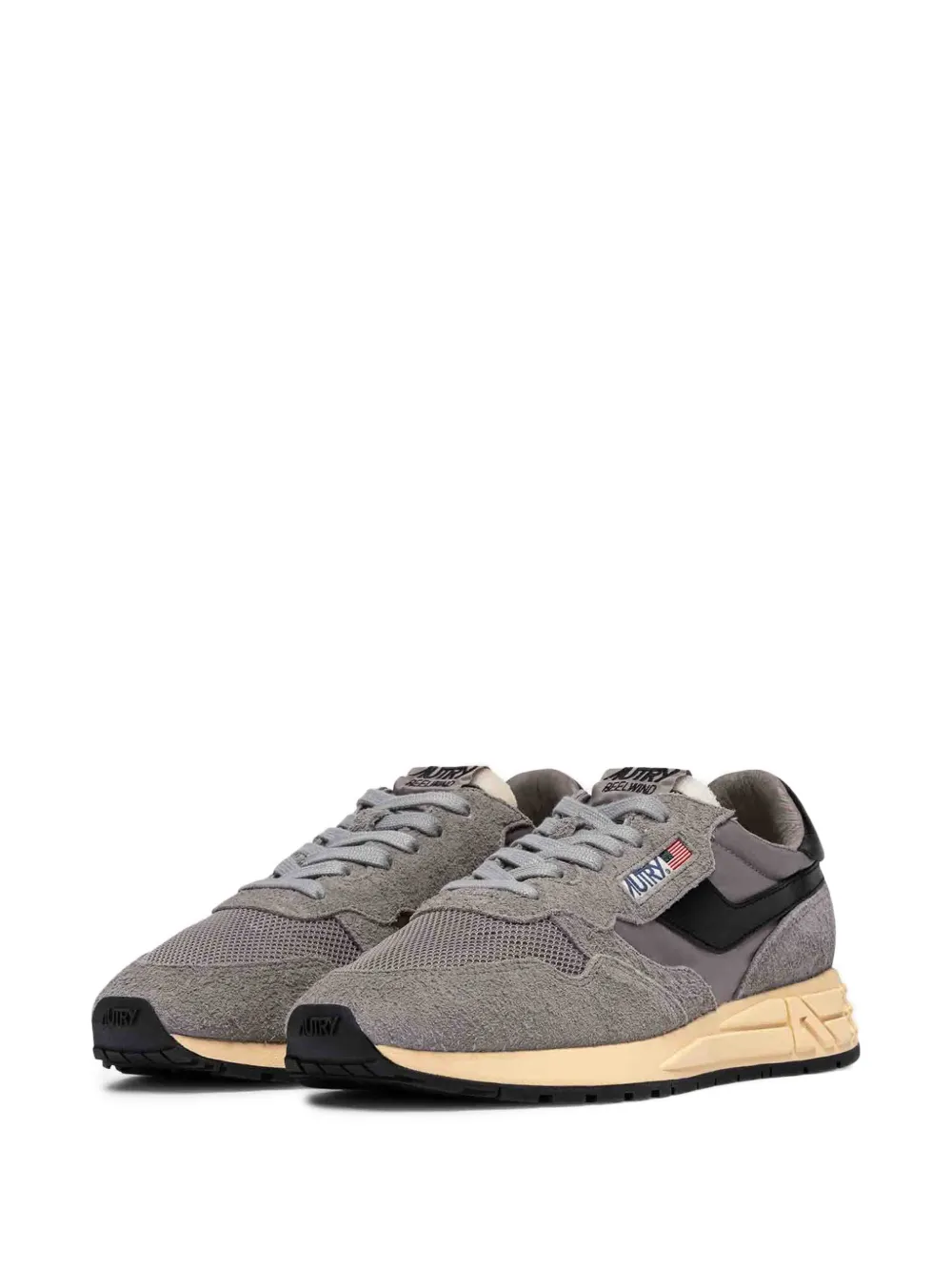 Autry Reelwind low sneakers in lead and black nylon and suede Grijs