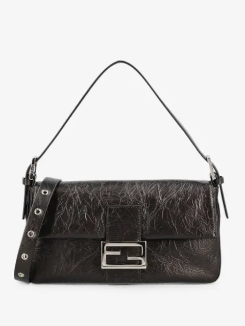 FENDI Baguette® 26424 crackled black leather bag