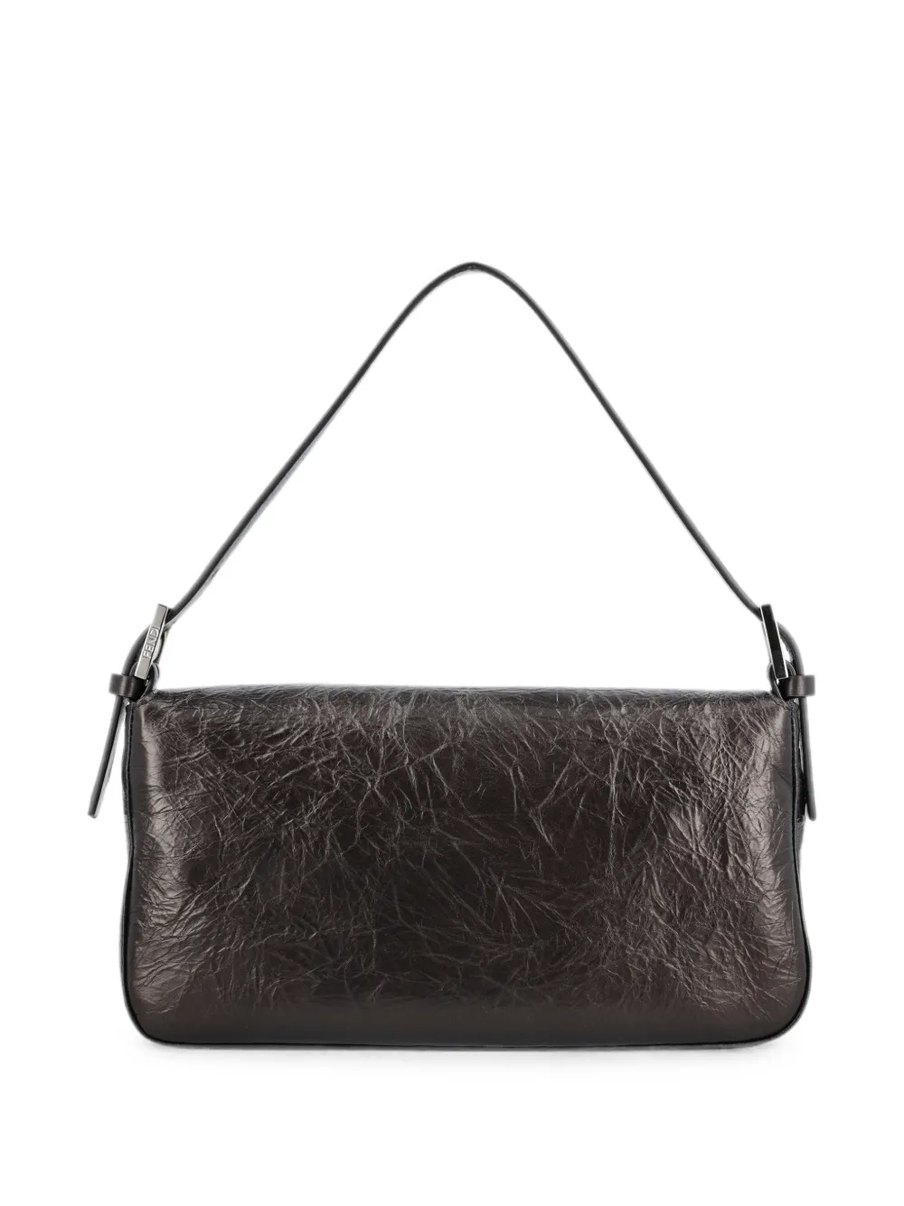 FENDI Baguette 26424 leren tas met gebarsten effect Zwart