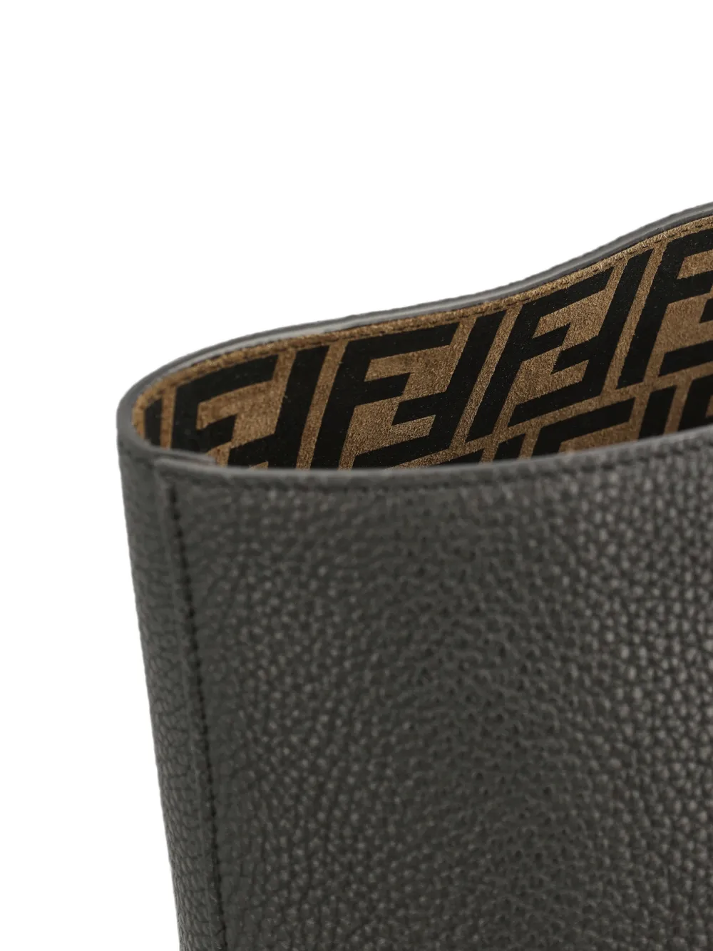 FENDI Medium Roll Cuoio Romano leren shopper Zwart