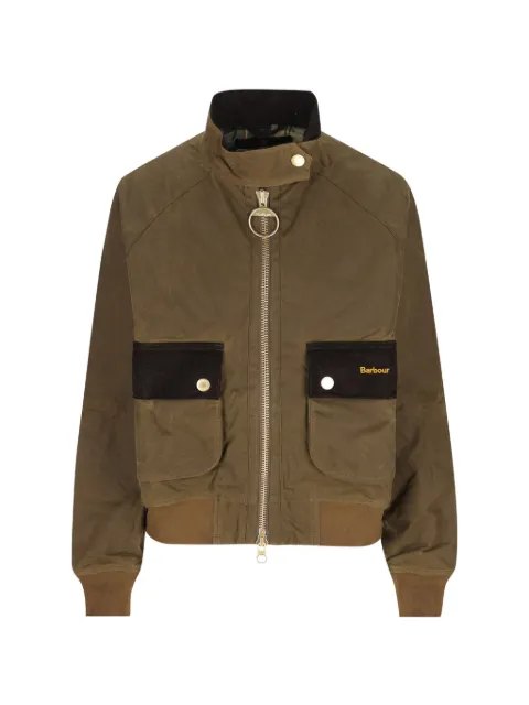 Barbour long-sleeve corduroy-collar zip-up bomber jacket