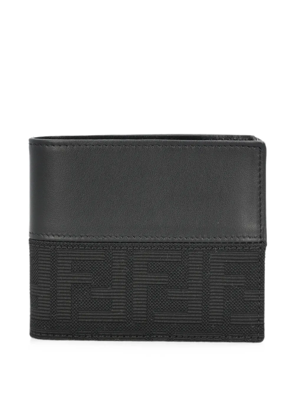 FENDI FF Zucca jacquard and black leather bi-fold wallet - Schwarz