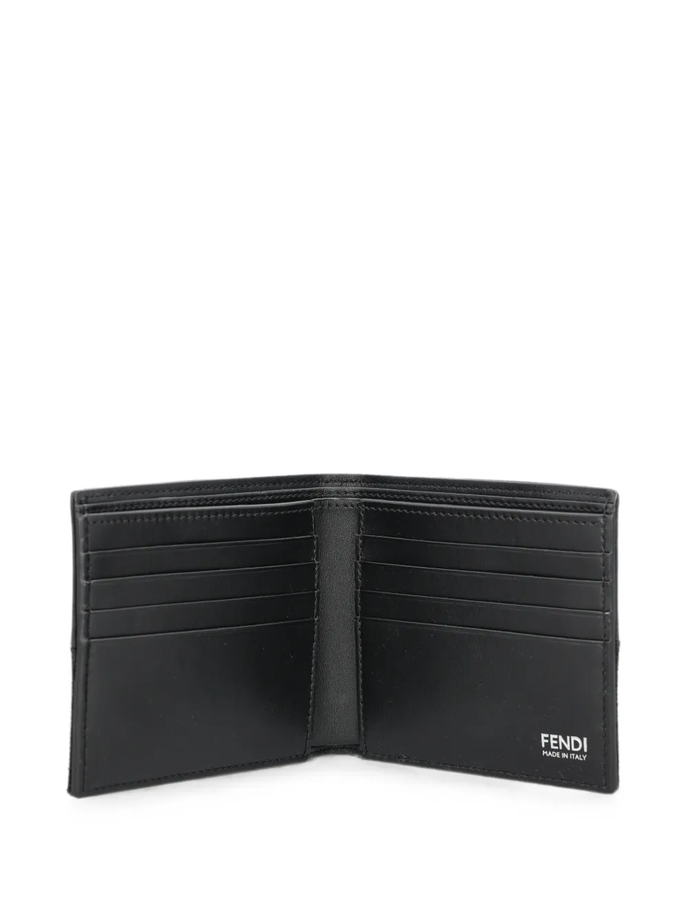 FENDI FF Zucca Jacquard And Black Leather bi-fold Wallet | Black